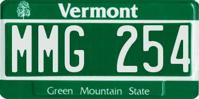 VT license plate MMG254