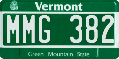VT license plate MMG382