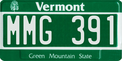 VT license plate MMG391