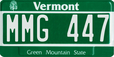 VT license plate MMG447