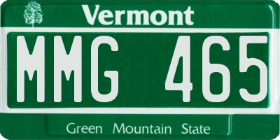 VT license plate MMG465