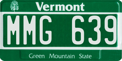 VT license plate MMG639