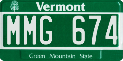 VT license plate MMG674