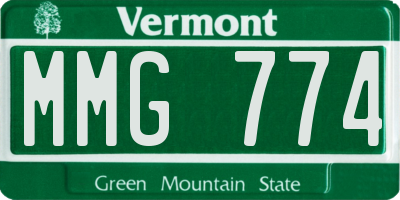 VT license plate MMG774