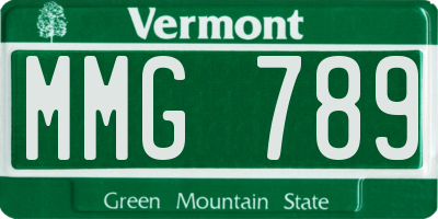 VT license plate MMG789