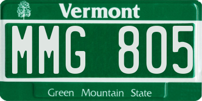 VT license plate MMG805