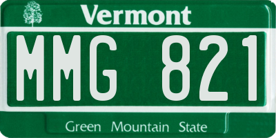 VT license plate MMG821