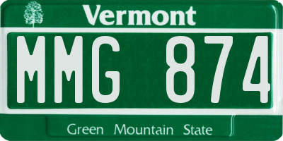 VT license plate MMG874