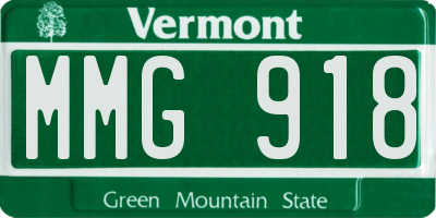 VT license plate MMG918