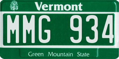 VT license plate MMG934