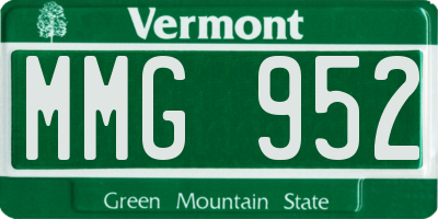 VT license plate MMG952