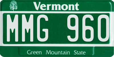 VT license plate MMG960