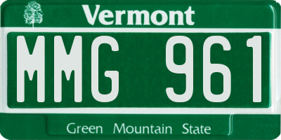 VT license plate MMG961