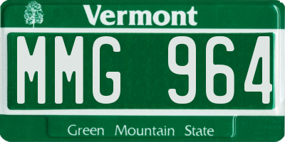 VT license plate MMG964