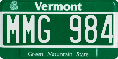 VT license plate MMG984
