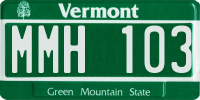 VT license plate MMH103