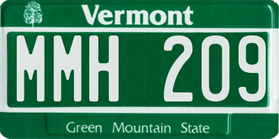 VT license plate MMH209