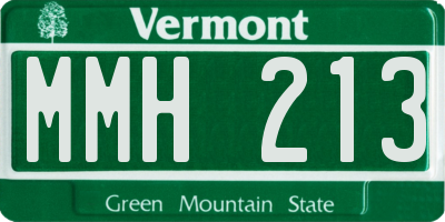 VT license plate MMH213