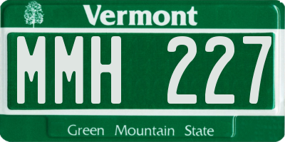 VT license plate MMH227