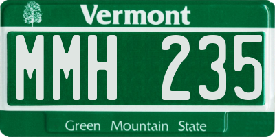 VT license plate MMH235