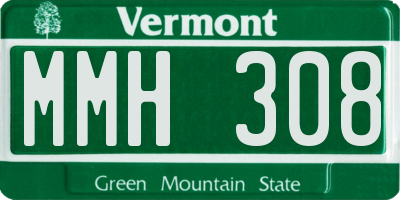VT license plate MMH308