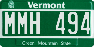 VT license plate MMH494