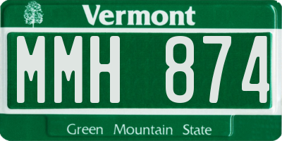 VT license plate MMH874