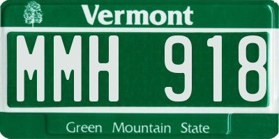 VT license plate MMH918