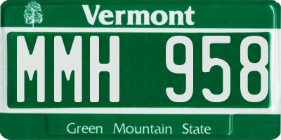 VT license plate MMH958
