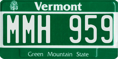 VT license plate MMH959