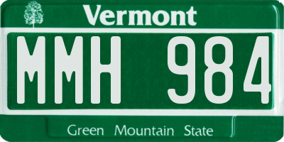 VT license plate MMH984