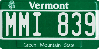 VT license plate MMI839