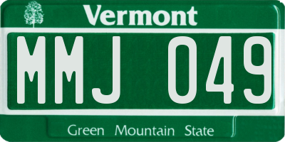 VT license plate MMJ049