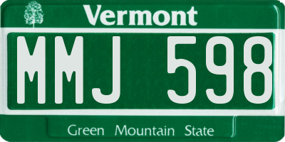 VT license plate MMJ598