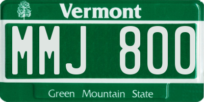 VT license plate MMJ800