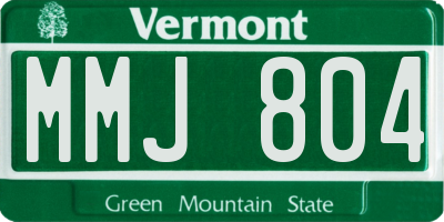 VT license plate MMJ804