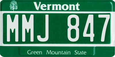VT license plate MMJ847