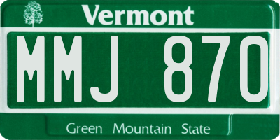 VT license plate MMJ870