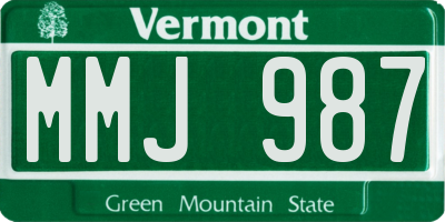 VT license plate MMJ987