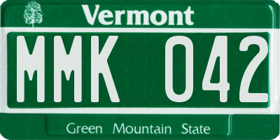 VT license plate MMK042