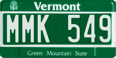 VT license plate MMK549