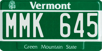 VT license plate MMK645