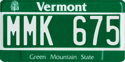 VT license plate MMK675