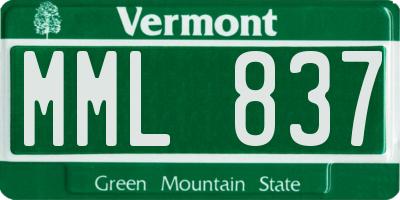VT license plate MML837