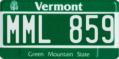 VT license plate MML859