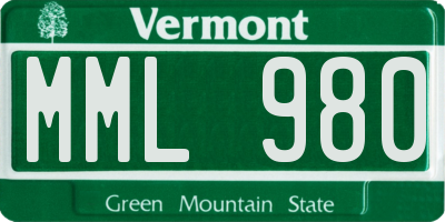 VT license plate MML980