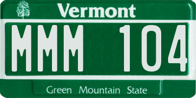 VT license plate MMM104