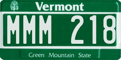 VT license plate MMM218