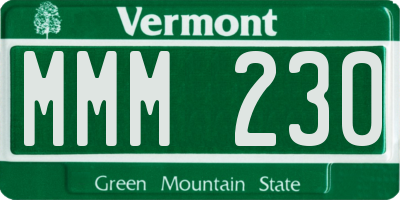 VT license plate MMM230