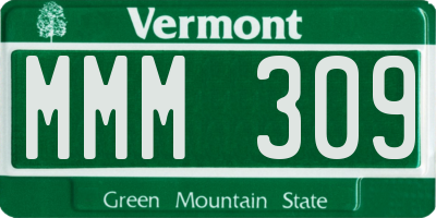 VT license plate MMM309